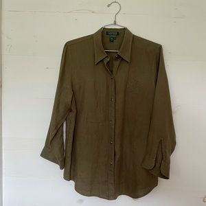 Ralph Lauren Linen Shirt - Olive Green - L